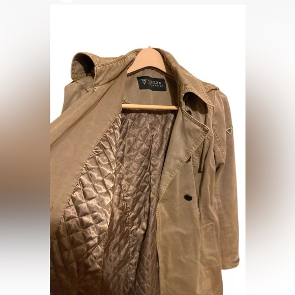 Guess Women's Beige Hooded Double-Breasted Jacket Size M Mid-Length - Picture 8 of 13